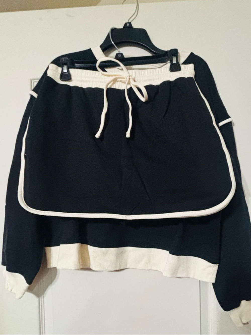 Zenana Skort Set Black with Cream Trim Medium